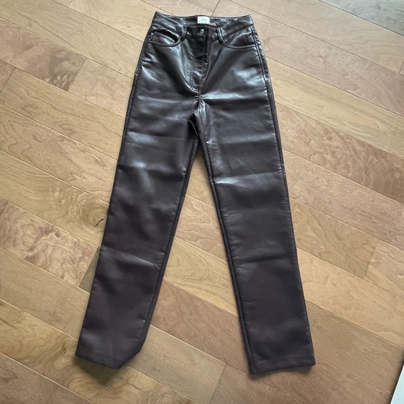 Wilfred MELINA PANT ARITZIA faux leather burgundy regular fit - Picture 4 of 8